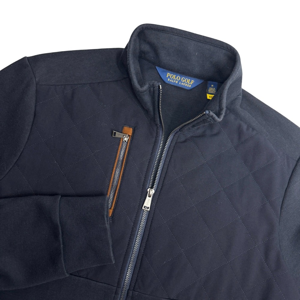 Polo Golf Ralph Lauren Mens Quilted Full Zip Jacket Navy Blue‎ Size M Preppy